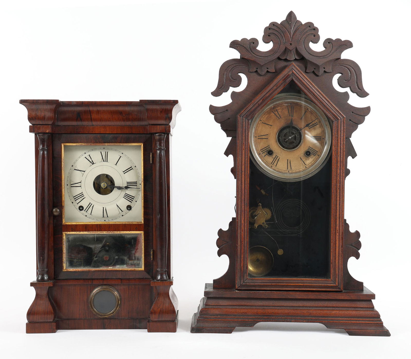 19TH C. WOODEN EIGHT DAY SPRING CLOCKS (1 of 9)