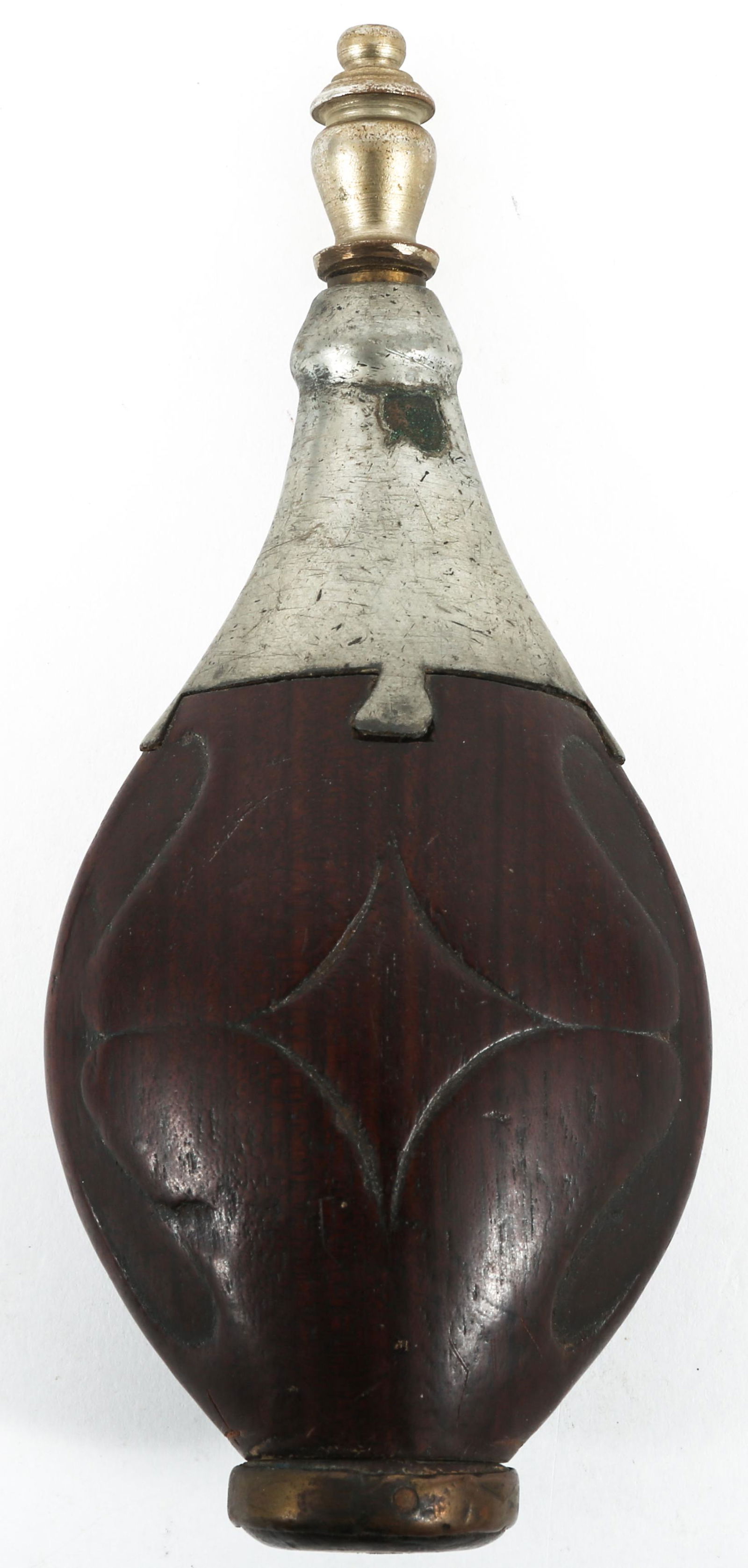 20TH C. CARVED WOODEN POWDER FLASK (1 of 3)