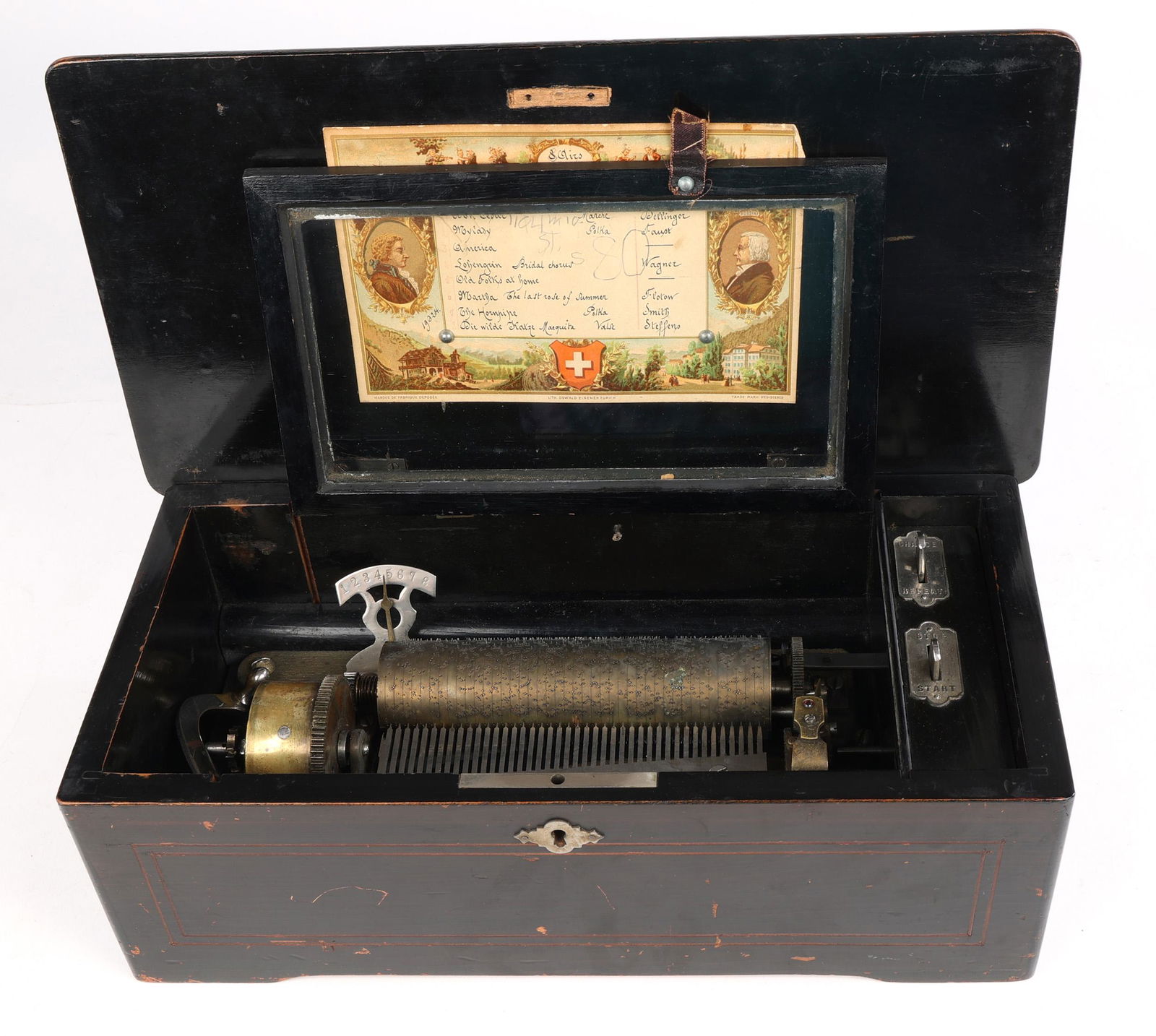 19TH C. SWISS 8 AIRS SINGLE CYLINDER MUSIC BOX (1 of 4)