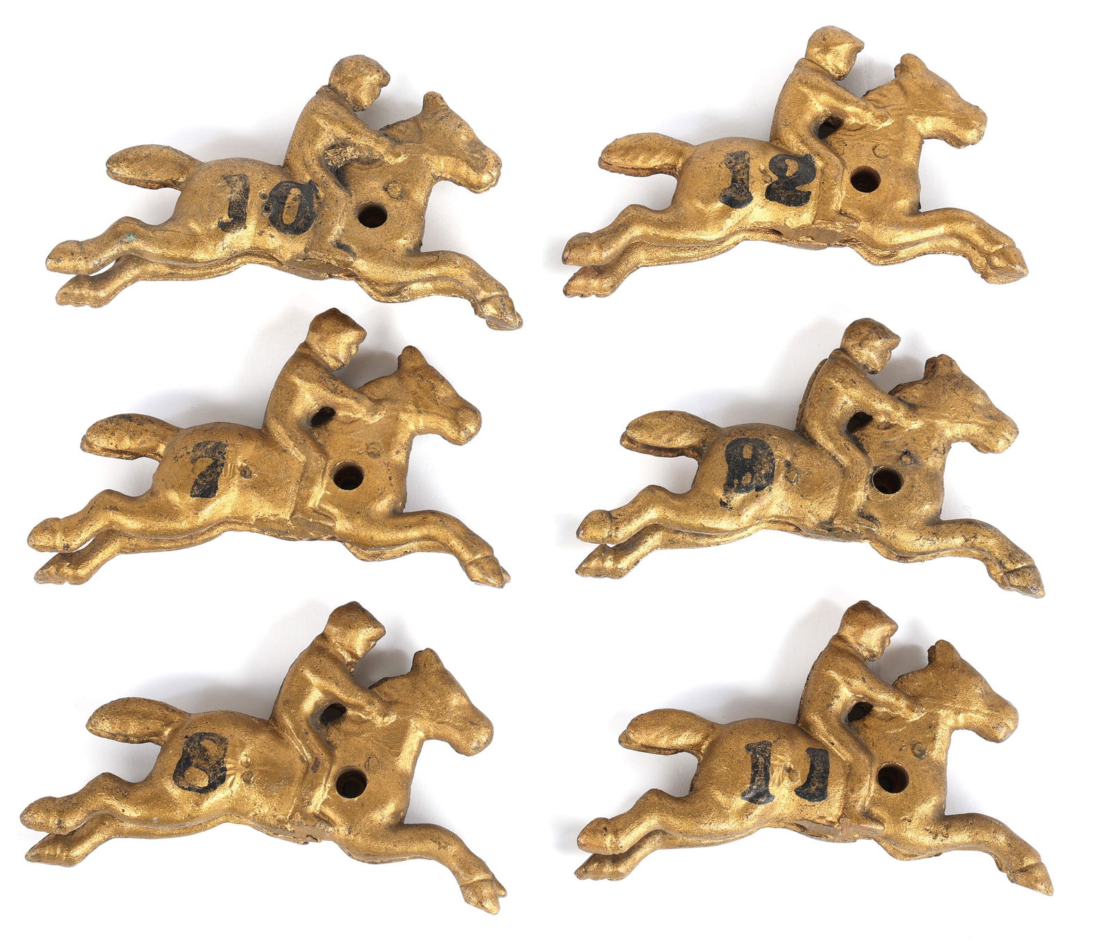 20TH C. GILT CAST IRON RACING HORSE GAME PIECES (1 of 3)