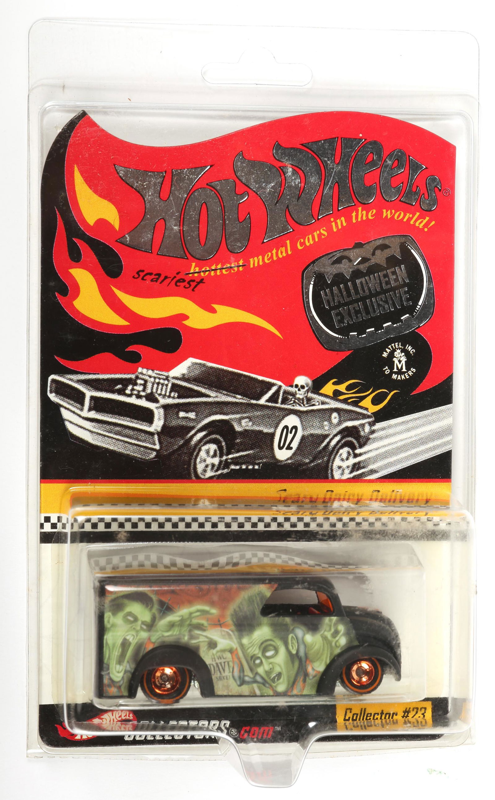 2002 HOT WHEELS HALLOWEEN SCARY DAIRY VAN: 2002 HOT WHEELS HALLOWEEN SCARY DAIRY VAN 2002 Hot Wheels Halloween exclusive No. 23 Scary Dairy Delivery. On orginal card. 