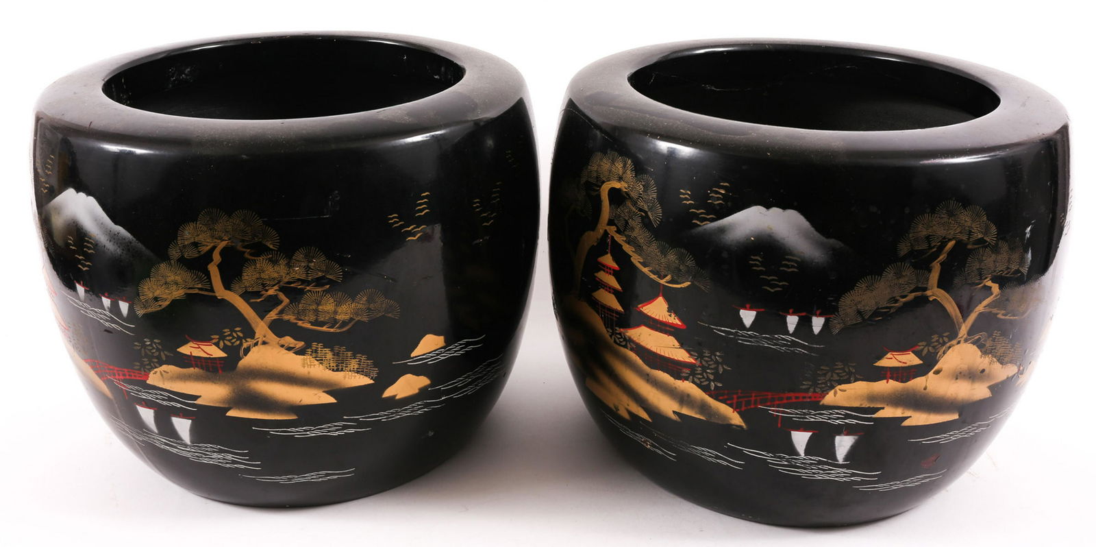 JAPANESE MOUNT FUJI PLASTER JARDINIERES (1 of 8)