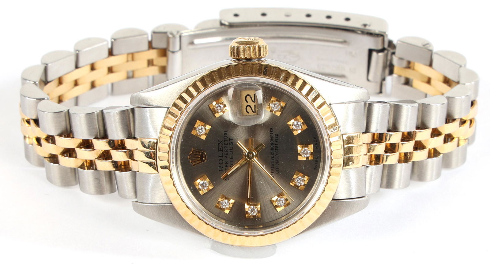 LADIES ROLEX OYSTER PERPETUAL DATEJUST WRIST WATCH (1 of 5)