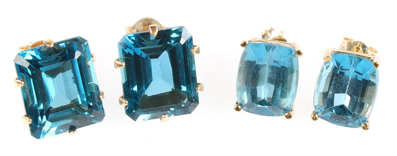 14K YELLOW GOLD BLUE TOPAZ STUD EARRINGS (1 of 4)