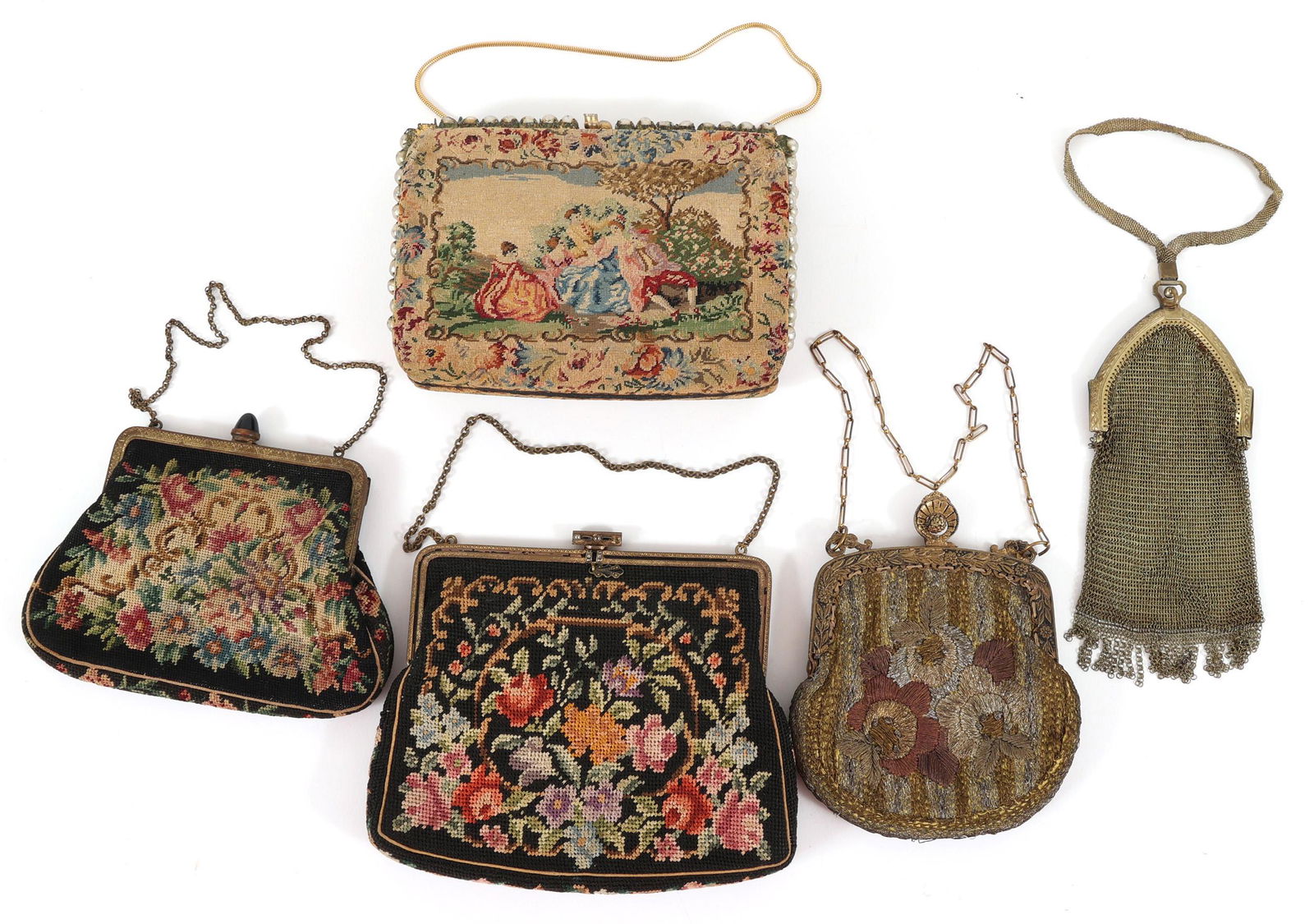 METAL & EMBROIDERED PURSE - LOT OF FIVE (1 of 3)