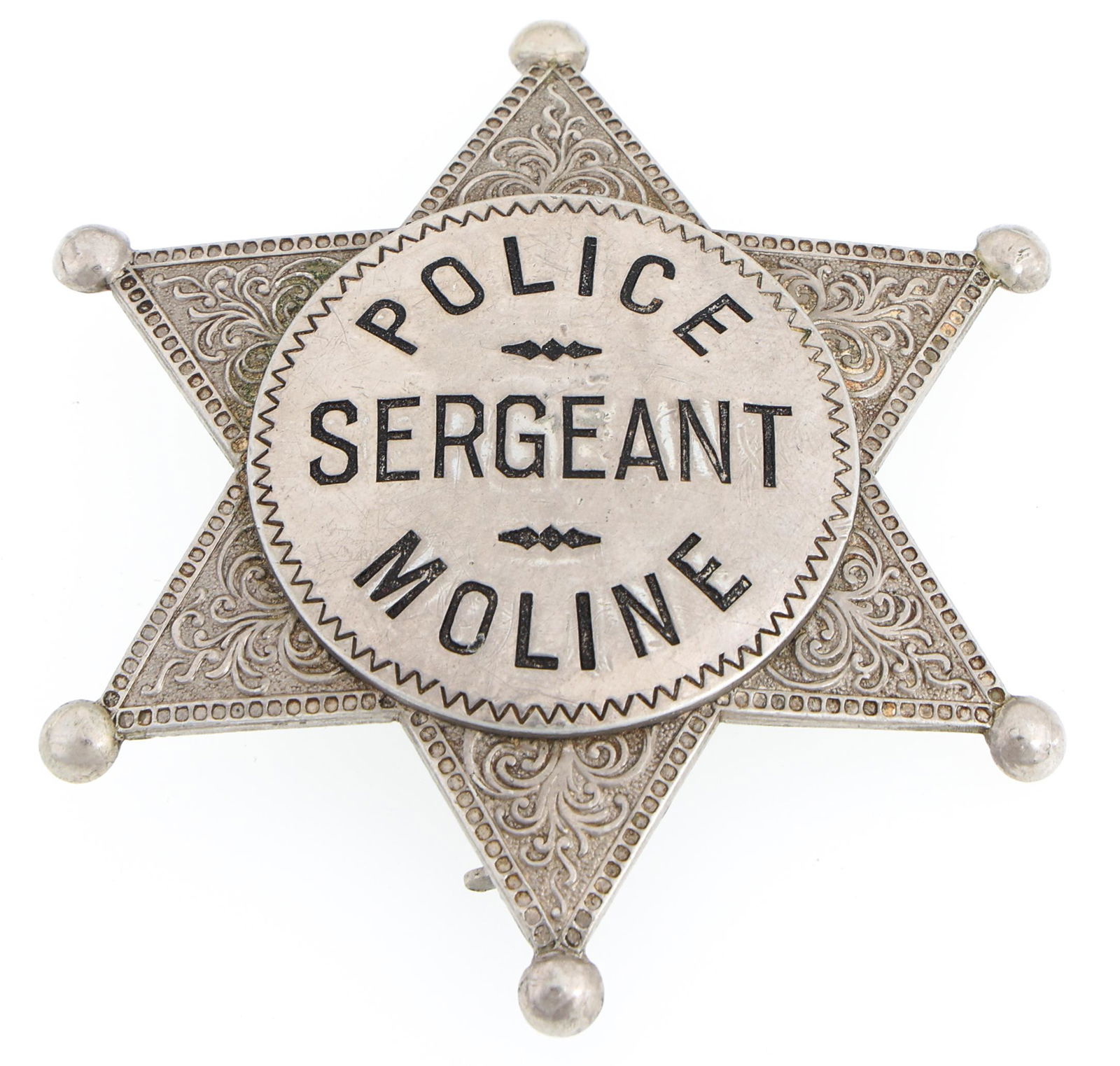 MOLINE ILLINOIS POLICE SERGEANT BADGE (1 of 2)