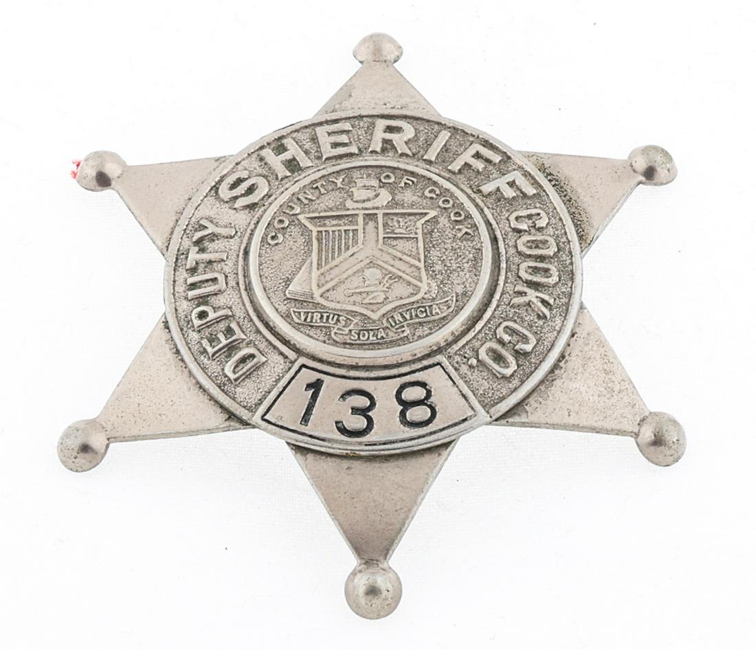 COOK CO. ILLINOIS DEPUTY SHERIFF BADGE NO. 138 (1 of 2)