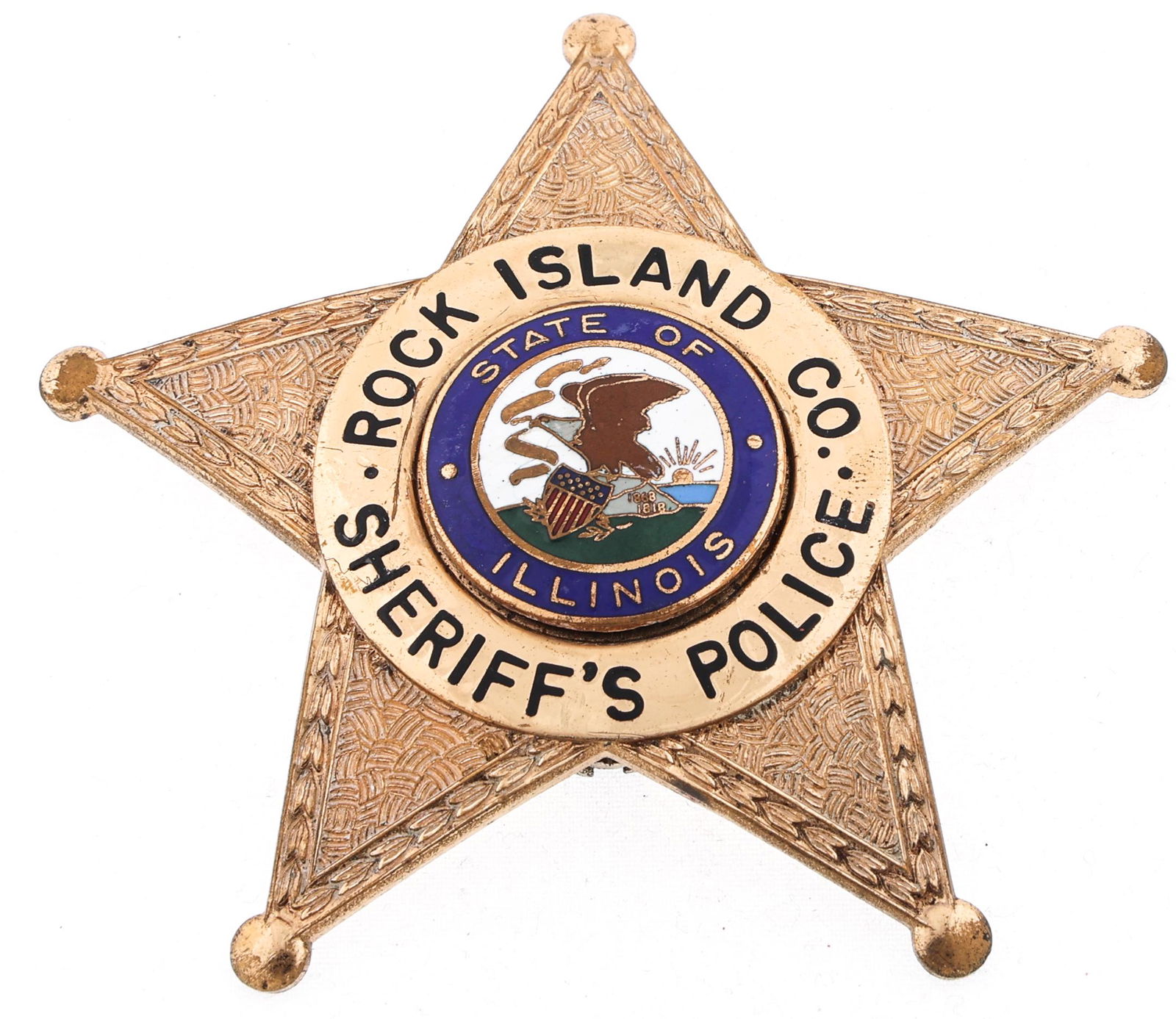 ROCK ISLAND CO. ILLINOIS SHERIFF'S POLICE BADGE (1 of 2)