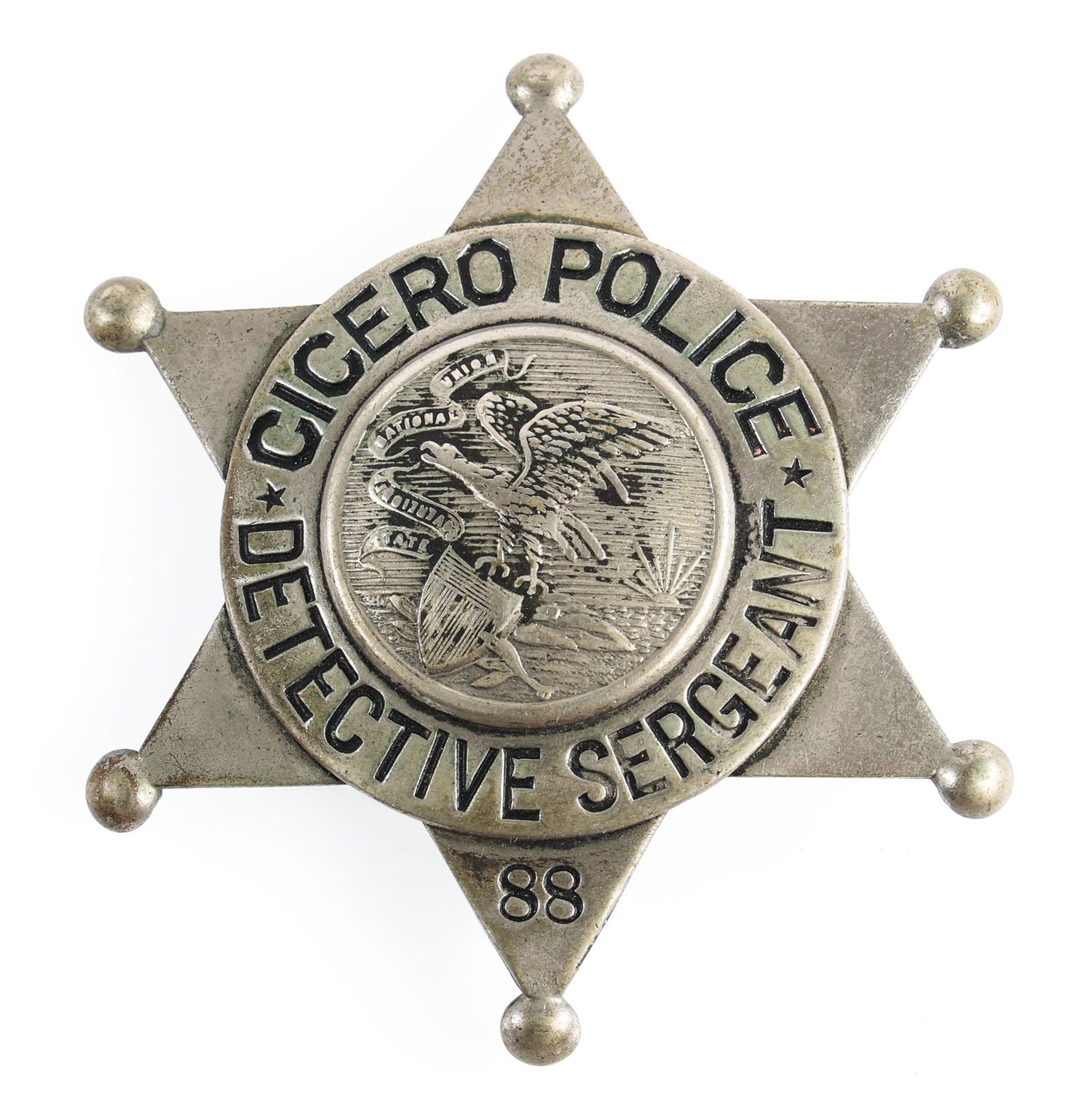 CICERO ILLINOIS POLICE DETECTIVE SERGEANT BADGE NO. 88 (1 of 2)
