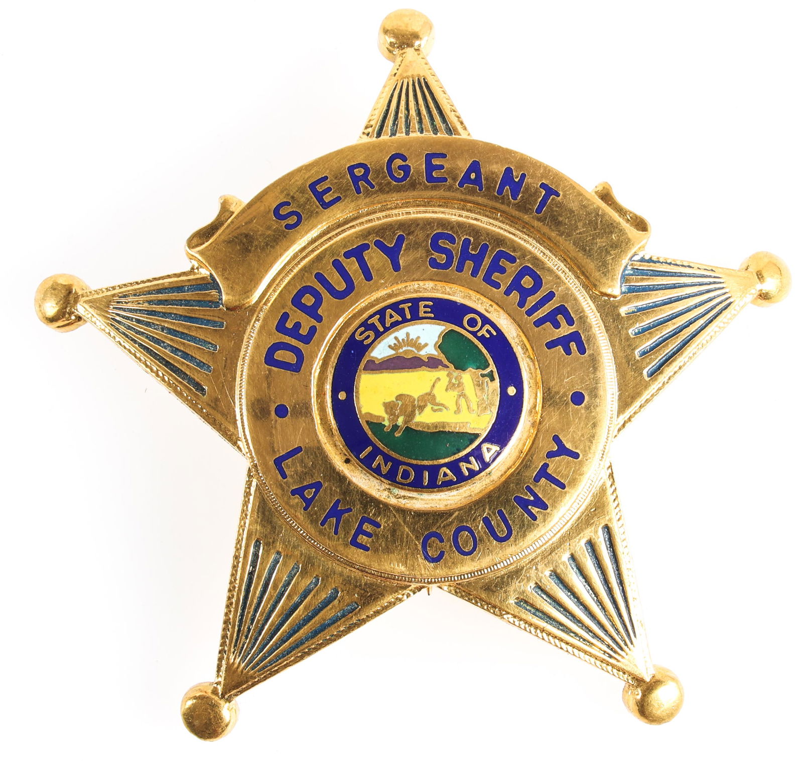 LAKE COUNTY INDIANA SERGEANT DEPUTY SHERIFF BADGE (1 of 2)