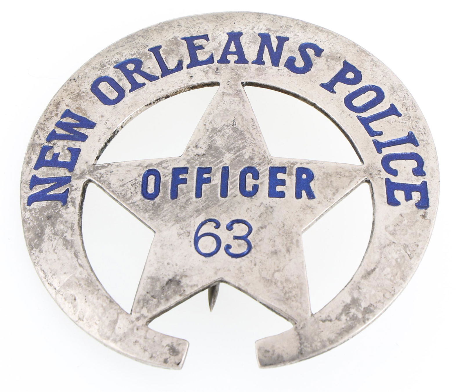 RESTRIKE OF NEW ORLEANS POLICE OFFICER BADGE NO. 63 (1 of 2)