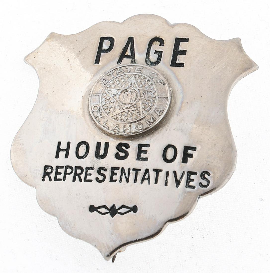 OKLAHOMA HOUSE OF REPRESENTATIVES PAGE BADGE (1 of 2)
