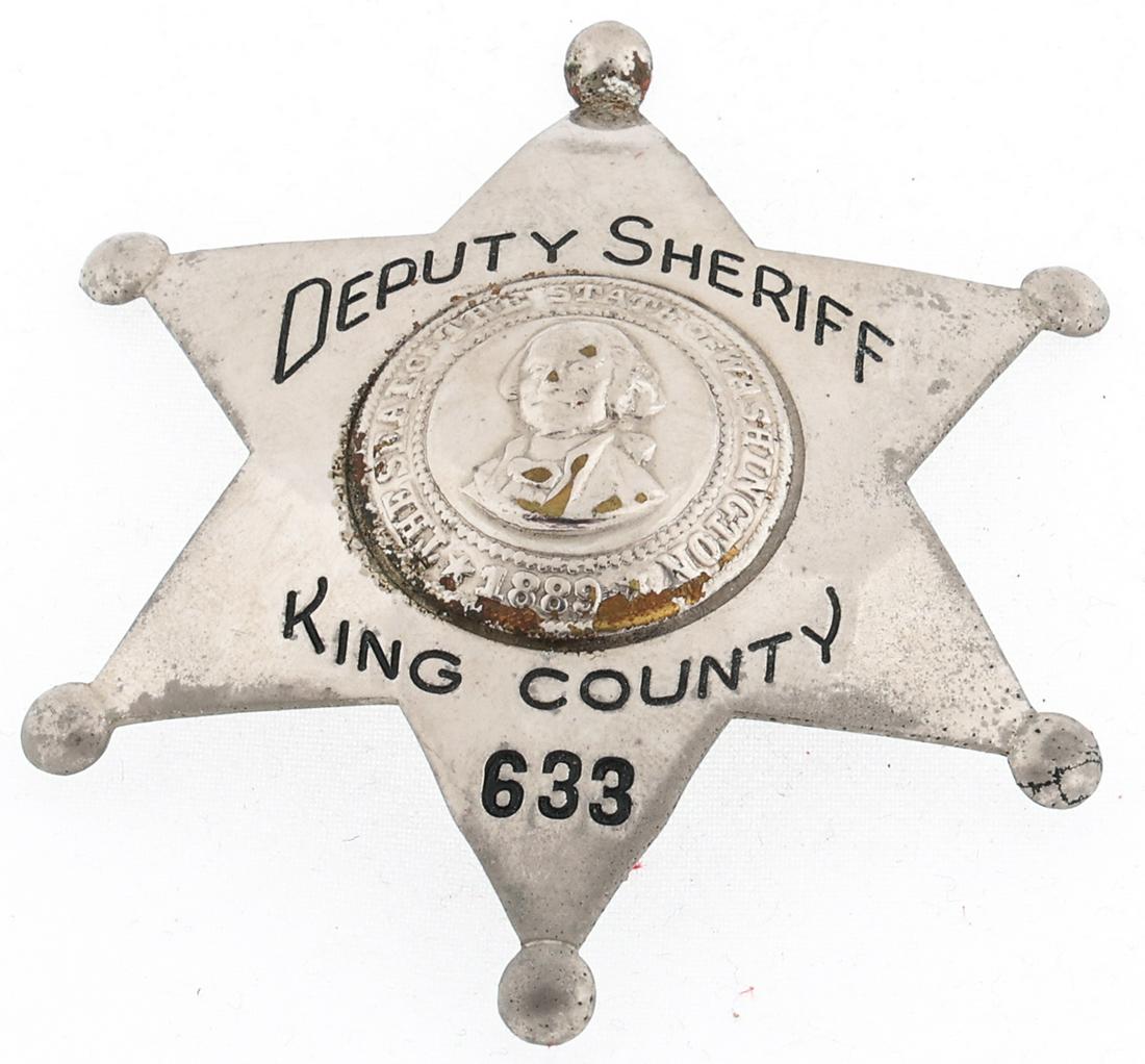 KING COUNTY WASHINGTON DEPUTY SHERIFF BADGE NO. 633 (1 of 2)