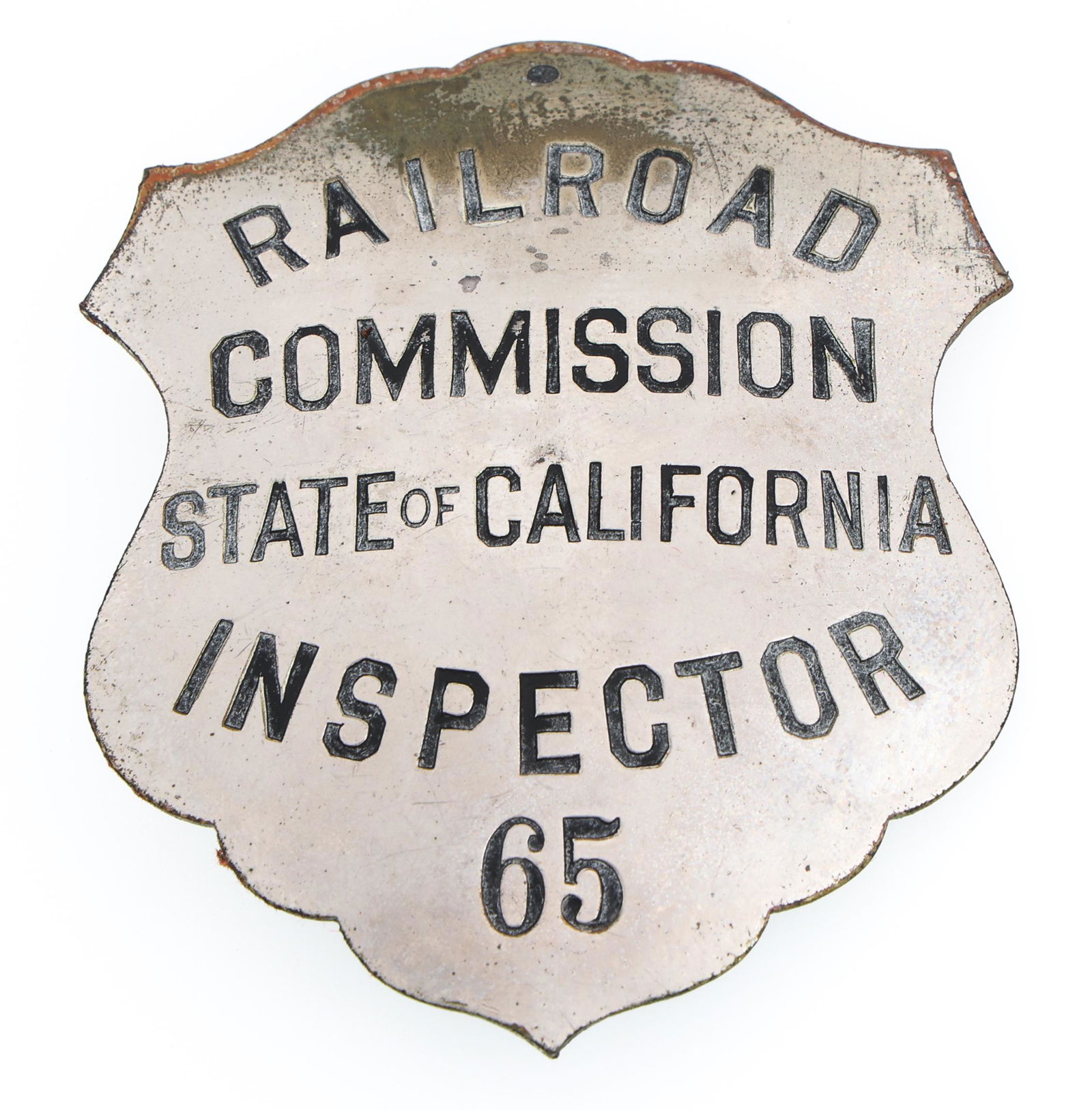 CALIFORNIA RAILROAD COMMISSION INSPECTOR BADGE NO. 65 (1 of 2)
