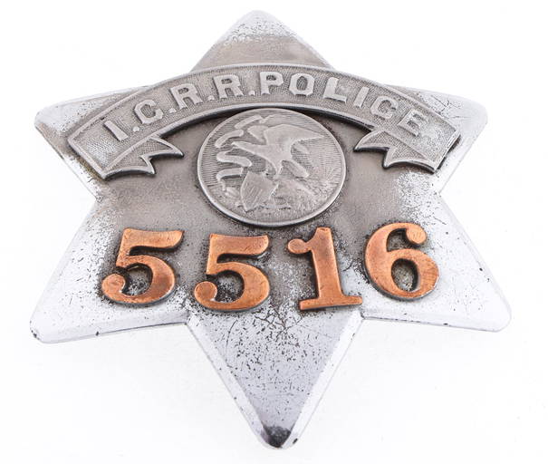 Illinois Central Railroad Police Pie Plate Badge