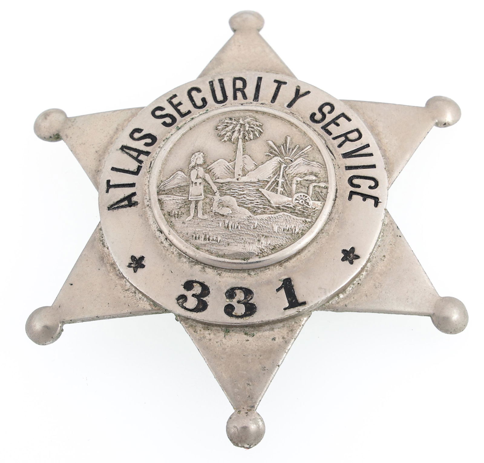ILLINOIS ATLAS SECURITY SERVICE BADGE NO. 331 (1 of 2)