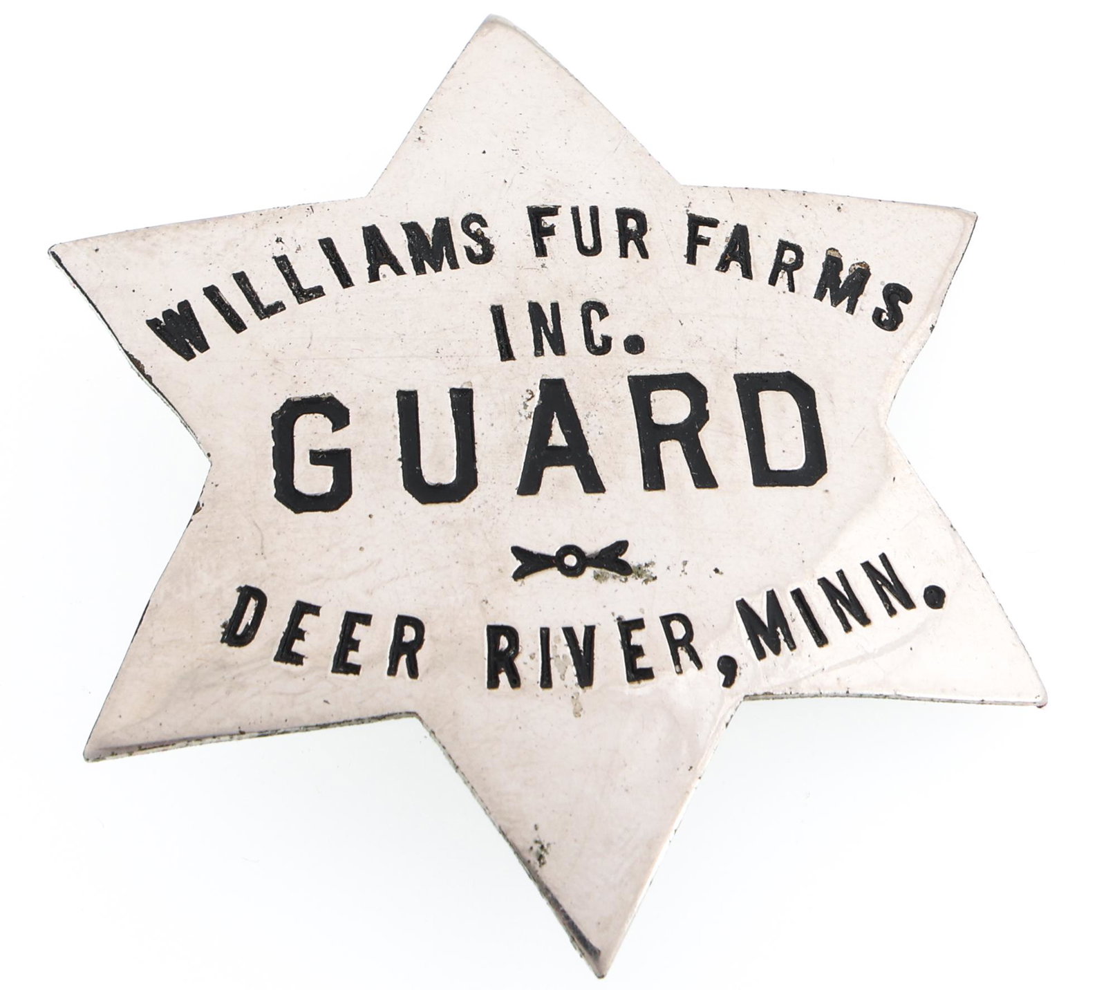WILLIAMS FUR FARMS INC. MINNESOTA GUARD BADGE (1 of 2)