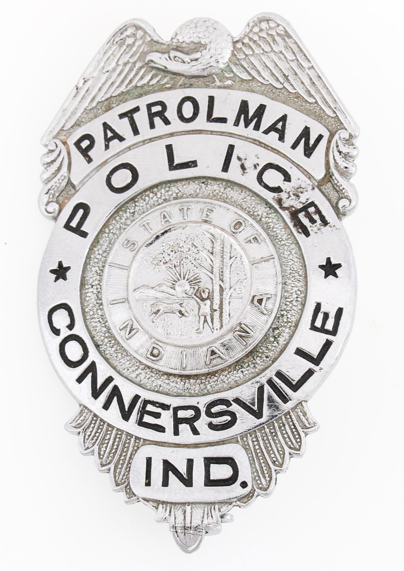 CONNERSVILLE INDIANA POLICE PATROLMAN BADGE (1 of 2)