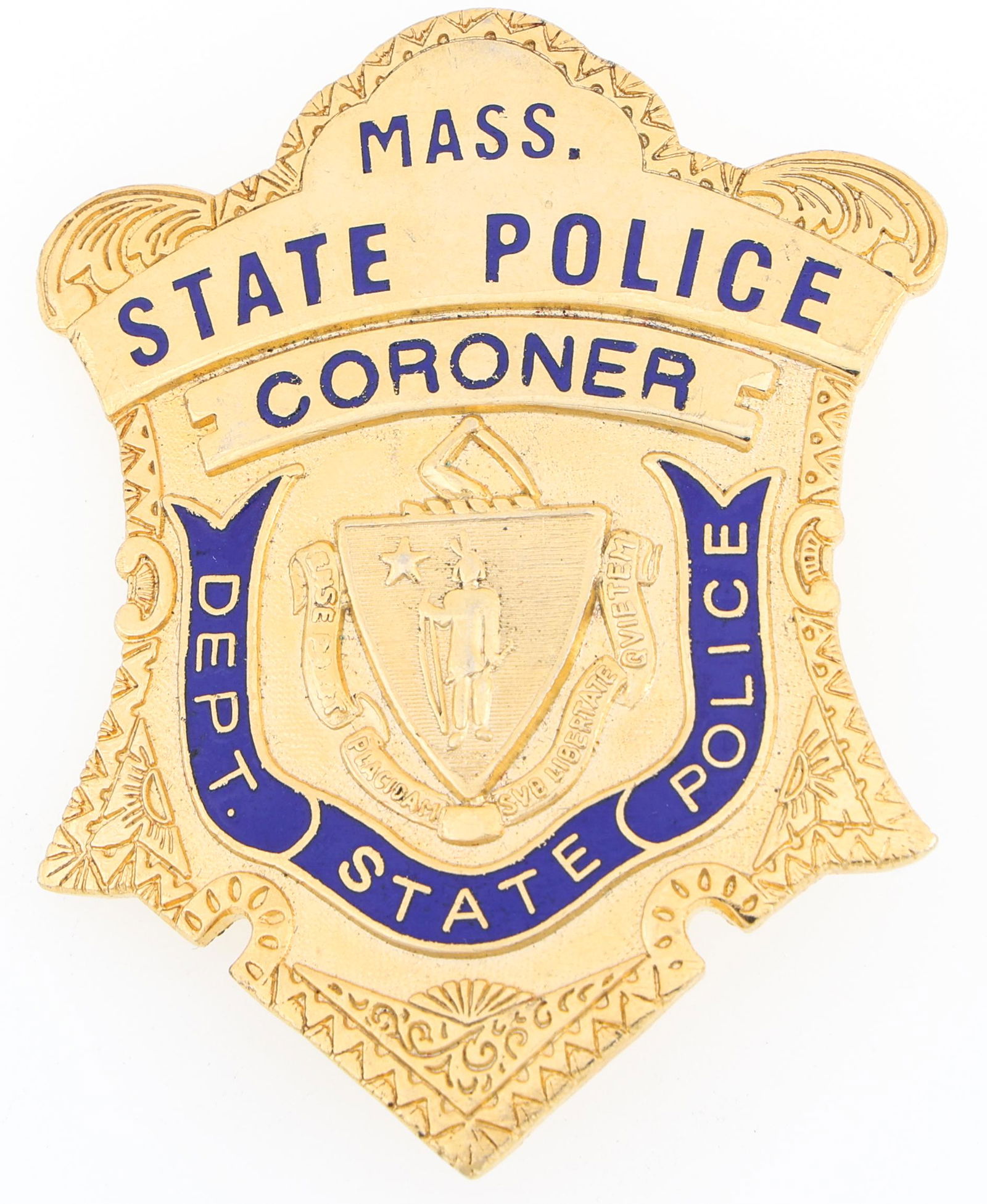 MASSACHUSETTS STATE POLICE CORONER BADGE (1 of 2)