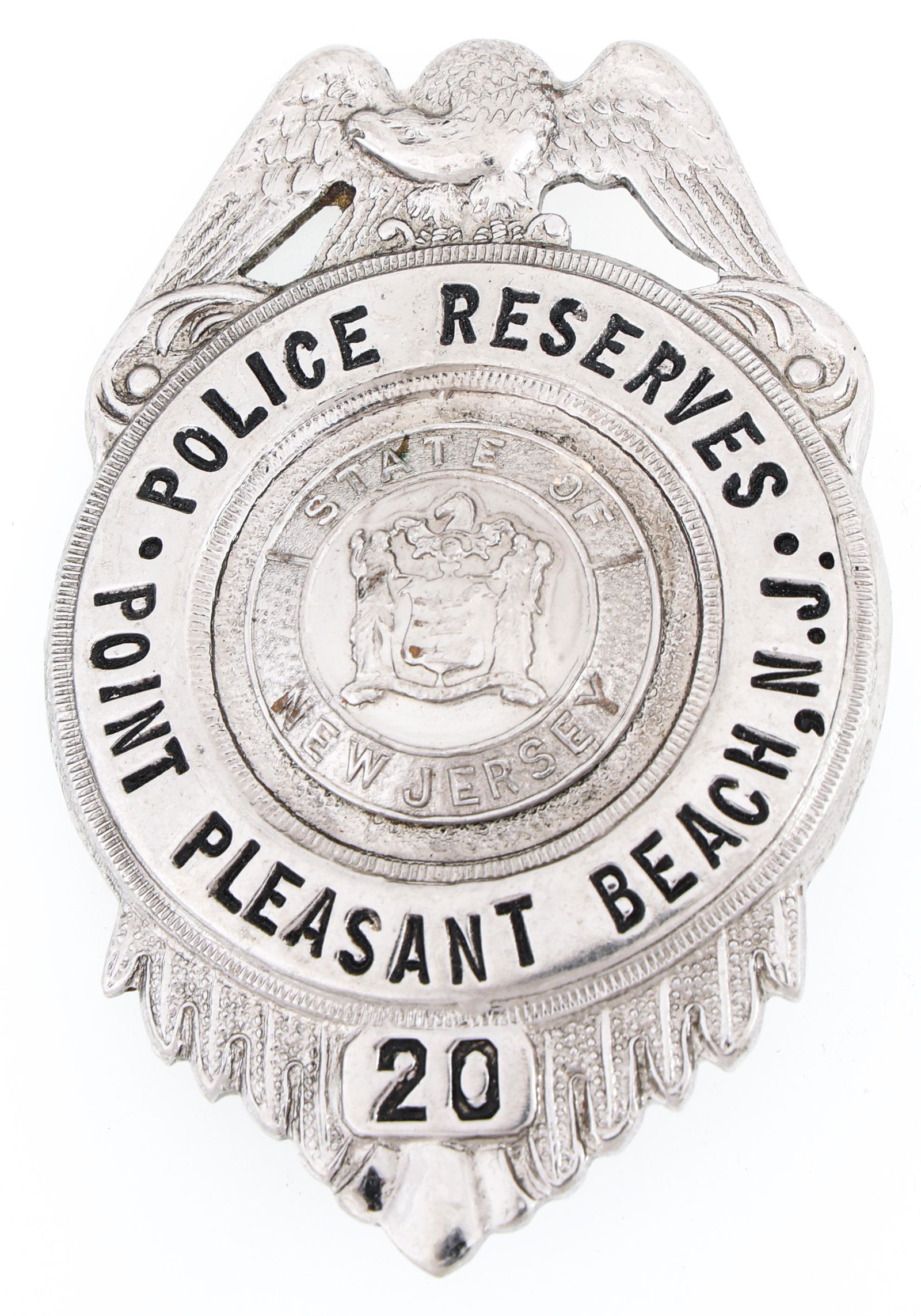 POINT PLEASANT BEACH NJ POLICE RESERVES BADGE NO. 20 (1 of 2)