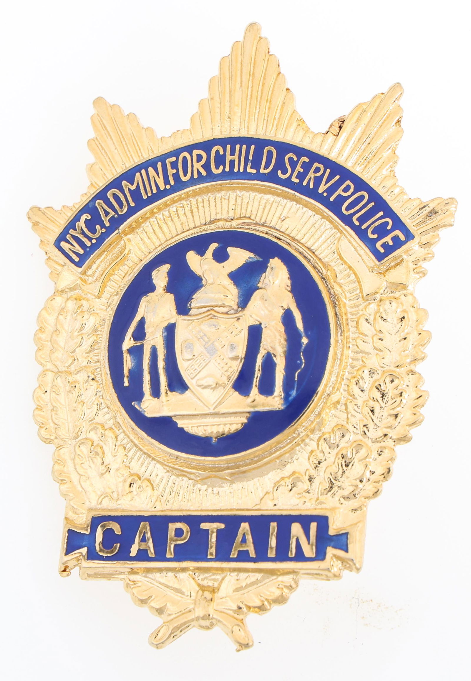 NYC ADMIN. FOR CHILD SERVICES POLICE CAPTAIN BADGE (1 of 2)