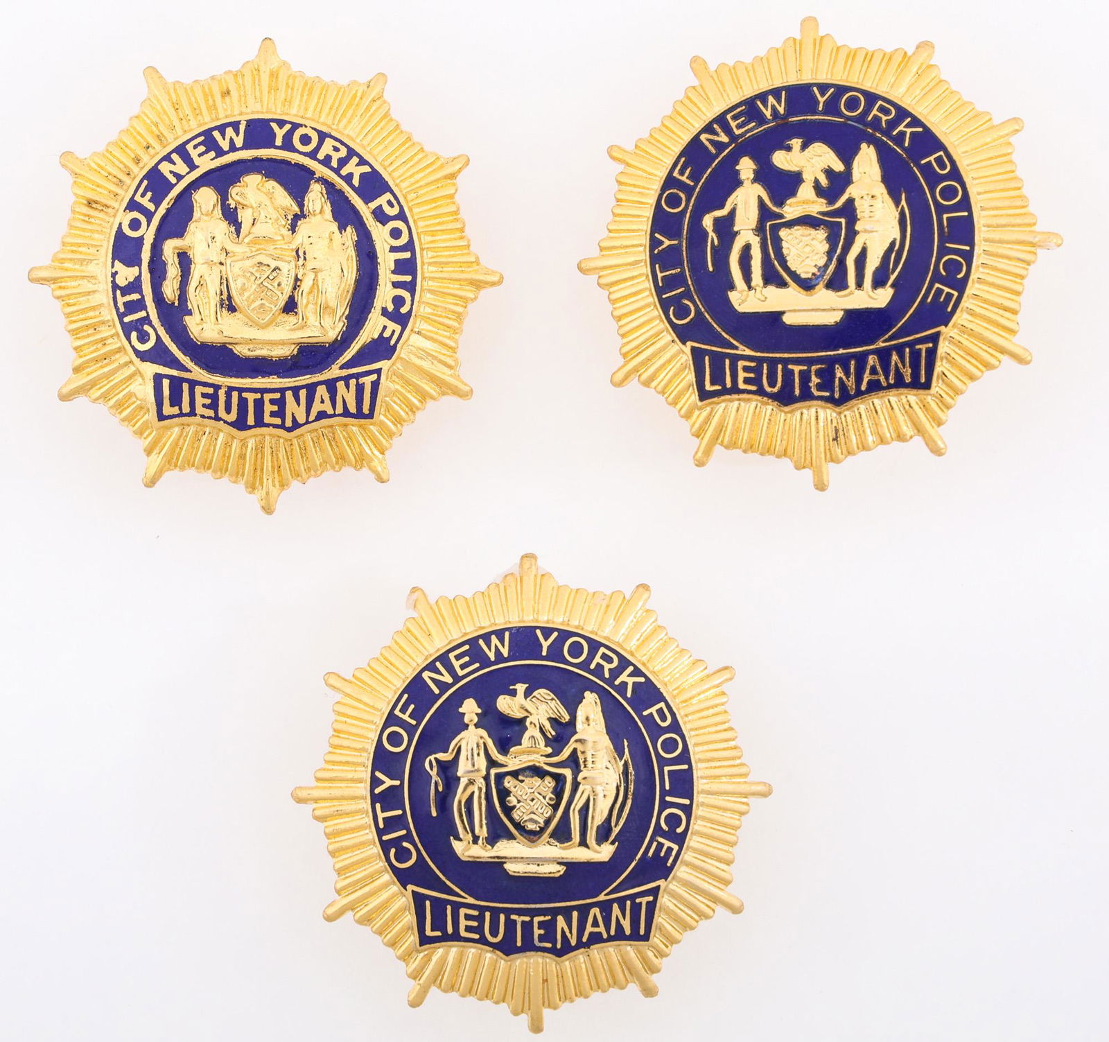 CITY OF NEW YORK POLICE LIEUTENANT BADGES LOT OF THREE (1 of 2)