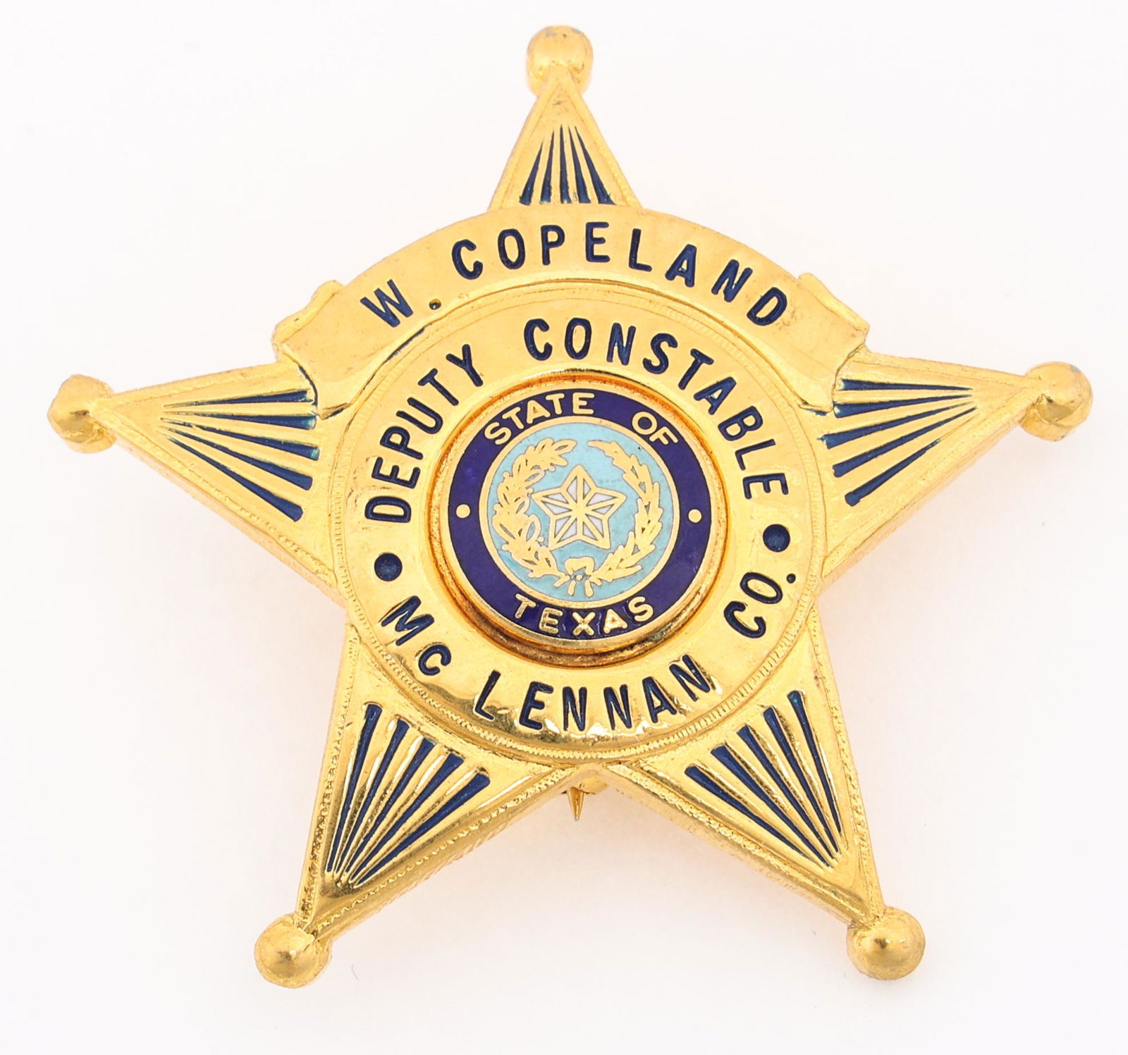 MCLENNAN CO. TX DEPUTY CONSTABLE BADGE NAMED (1 of 2)