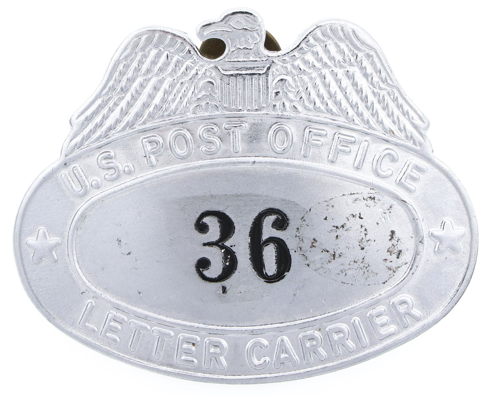 U.S. POST OFFICE LETTER CARRIER BADGE NO. 36 (1 of 2)