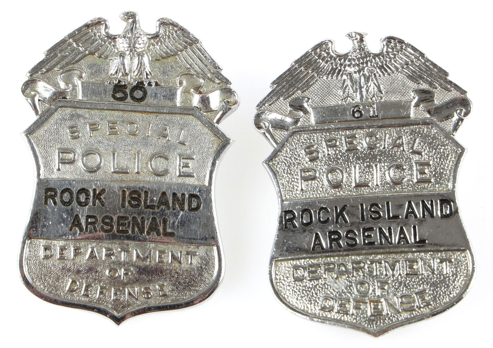 D.O.D. ROCK ISLAND ARSENAL SPECIAL POLICE BADGES (1 of 2)