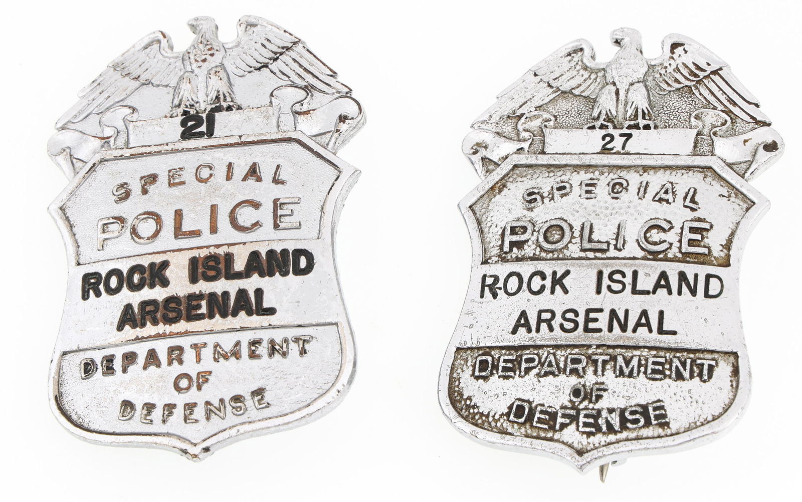D.O.D. ROCK ISLAND ARSENAL SPECIAL POLICE BADGES (1 of 2)