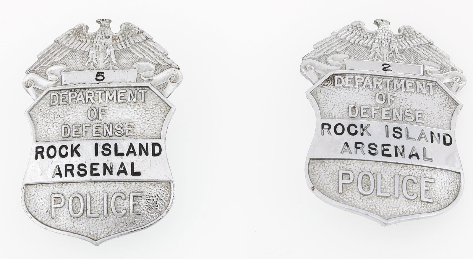 D.O.D. ROCK ISLAND ARSENAL POLICE BADGES LOT OF TWO (1 of 2)