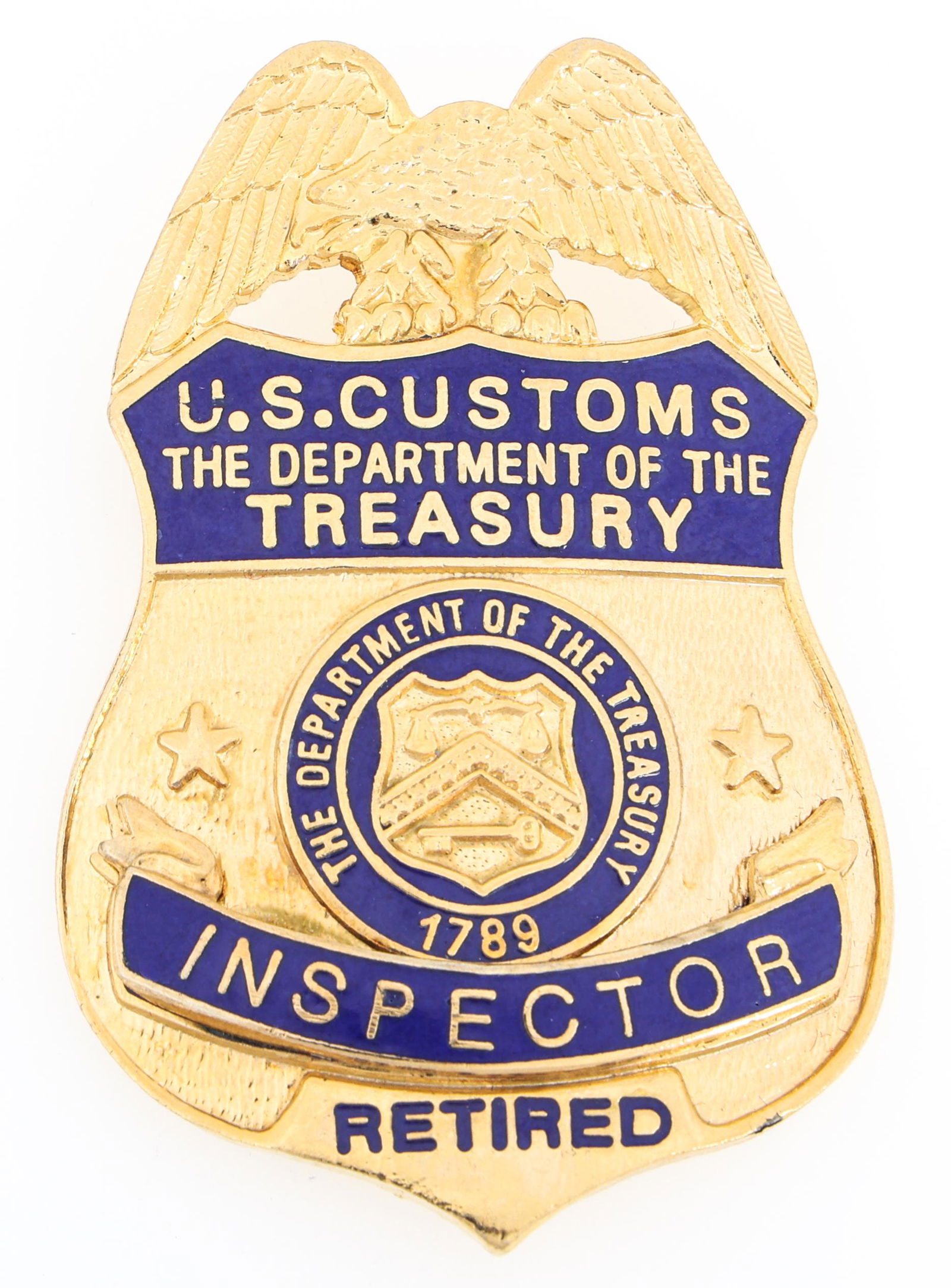 U.S. CUSTOMS TREASURY RETIRED INSPECTOR BADGE (1 of 2)