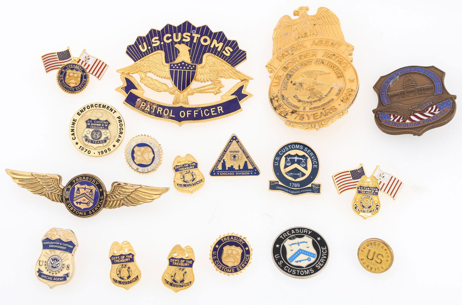 U.S. CUSTOMS AND BORDER PATROL OFFICER CAREER BADGES (1 of 2)