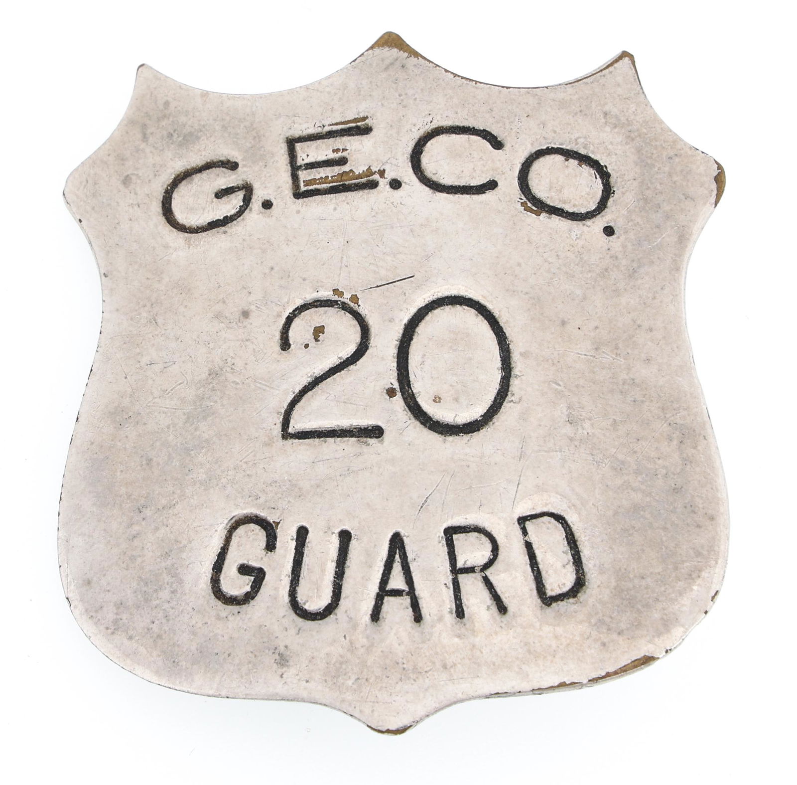G.E. COMPANY GUARD BADGE NO. 20 (1 of 2)