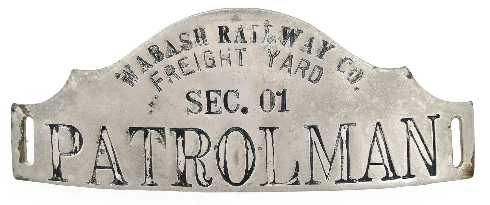 WABASH RAILWAY CO. FREIGHT YARD PATROLMAN CAP BADGE (1 of 2)