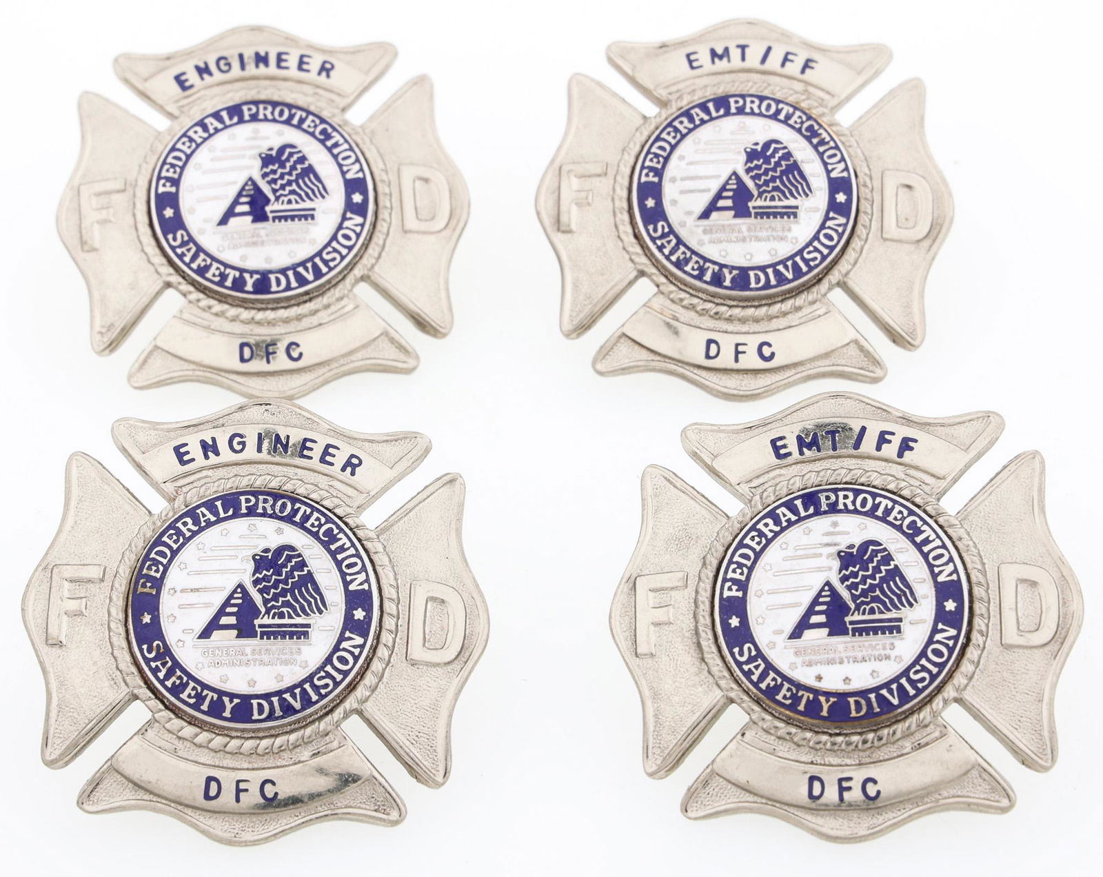 FEDERAL PROTECTION SAFETY DIVISION CAP BADGES LOT OF 4 (1 of 2)