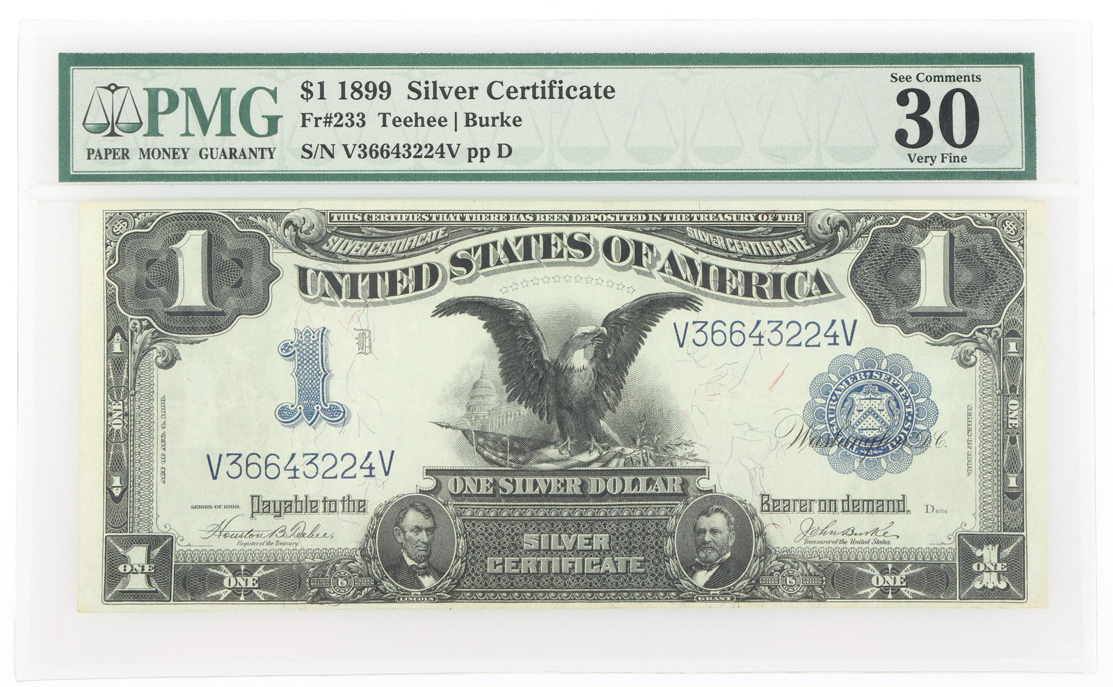 1899 US $1 SILVER CERTIFICATE Fr.233 PMG GRADED VF30 (1 of 2)