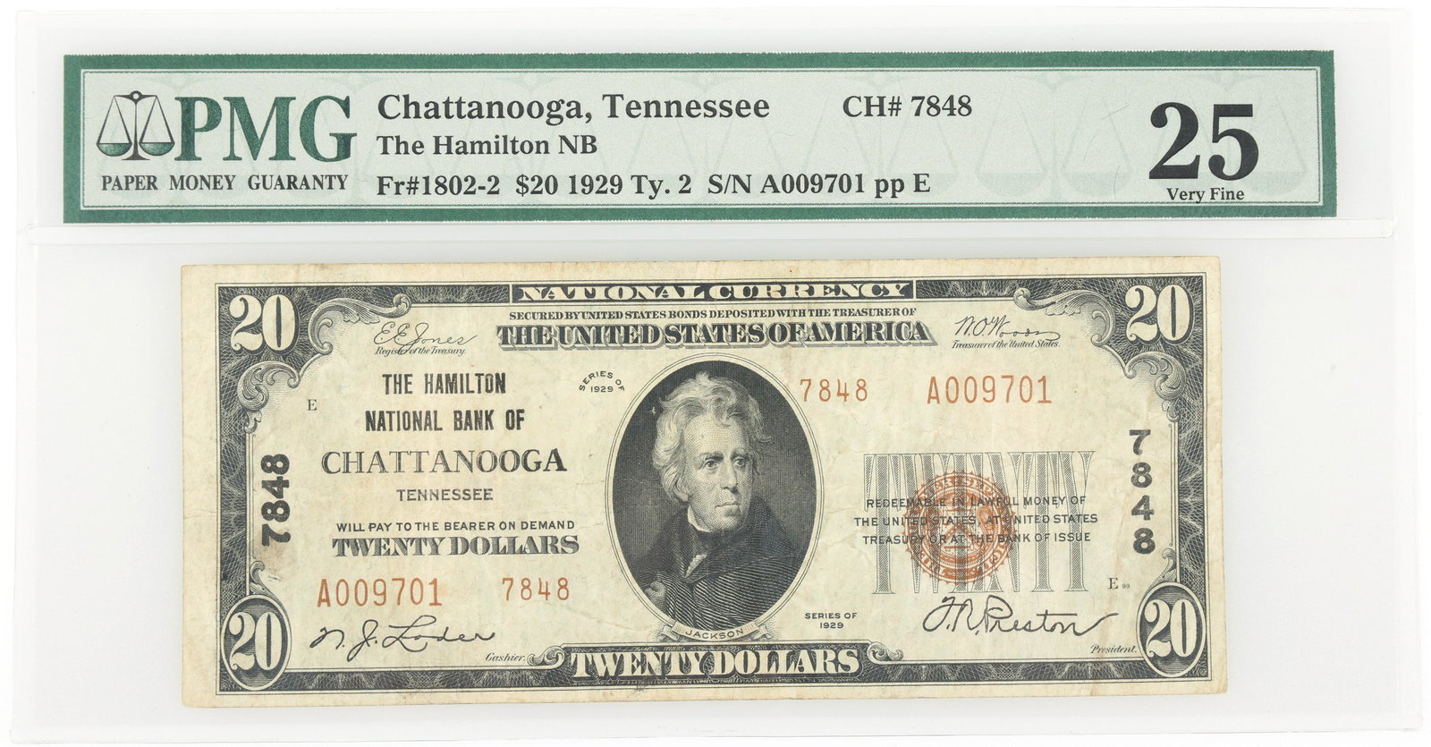 1929 US $20 HAMILTON NAT'L BANK CHATTANOOGA TN NOTE PMG (1 of 2)