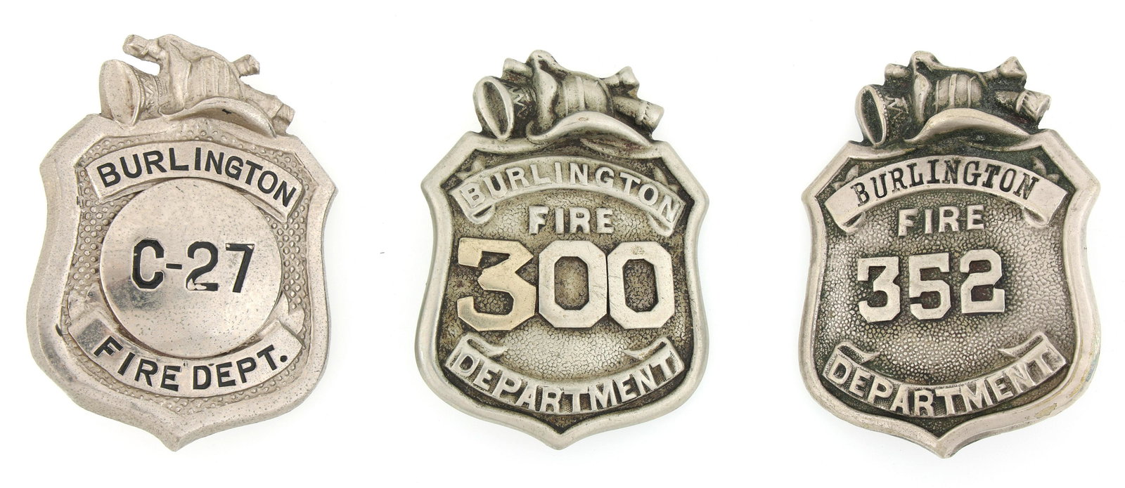 BURLINGTON NEW JERSEY FIRE DEPARTMENT BADGES LOT OF 3 (1 of 2)