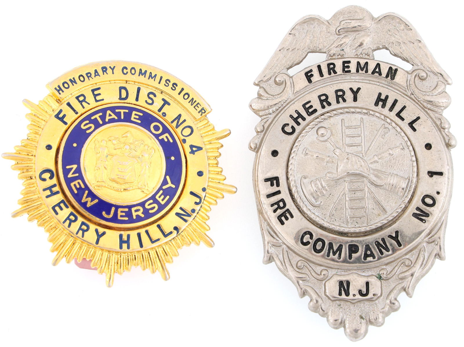 CHERRY HILL NEW JERSEY FIRE BADGES LOT OF TWO (1 of 2)