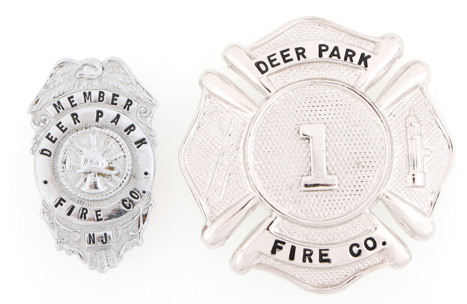 DEER PARK FIRE COMPANY NEW JERSEY BADGES LOT OF TWO (1 of 2)