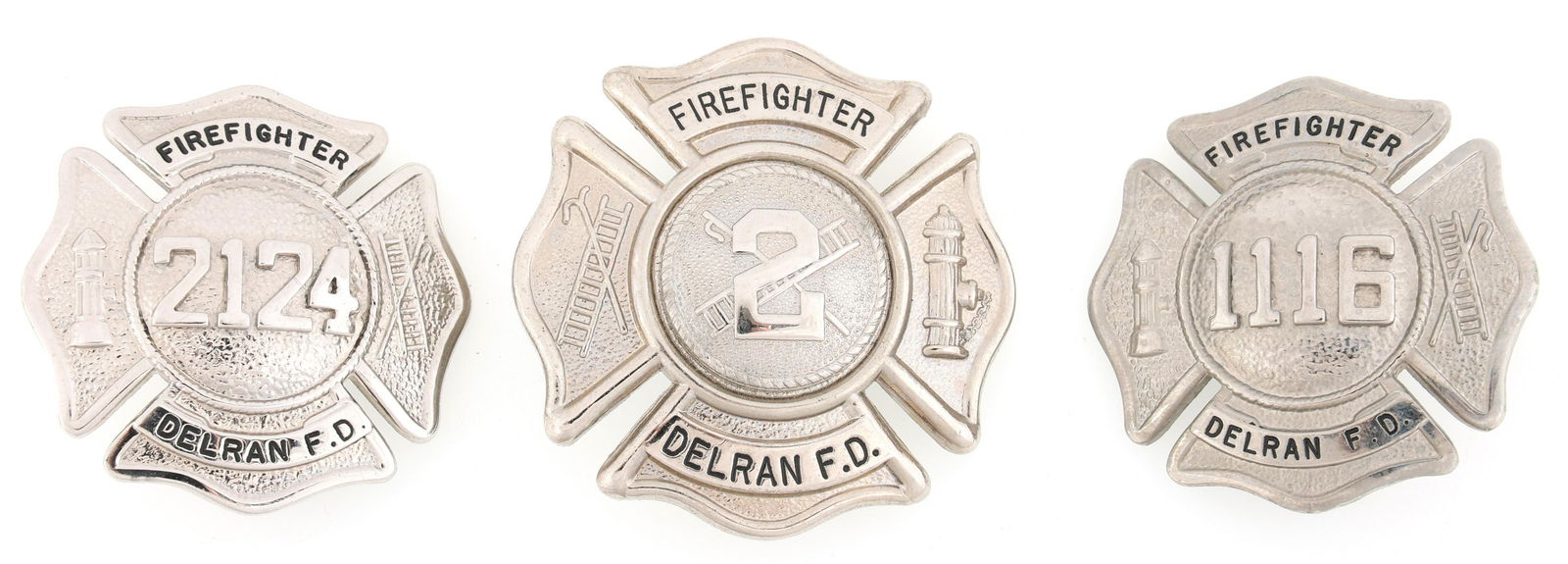 DELRAN NJ FIRE DEPARTMENT FIREFIGHTER BADGES LOT OF 3 (1 of 2)