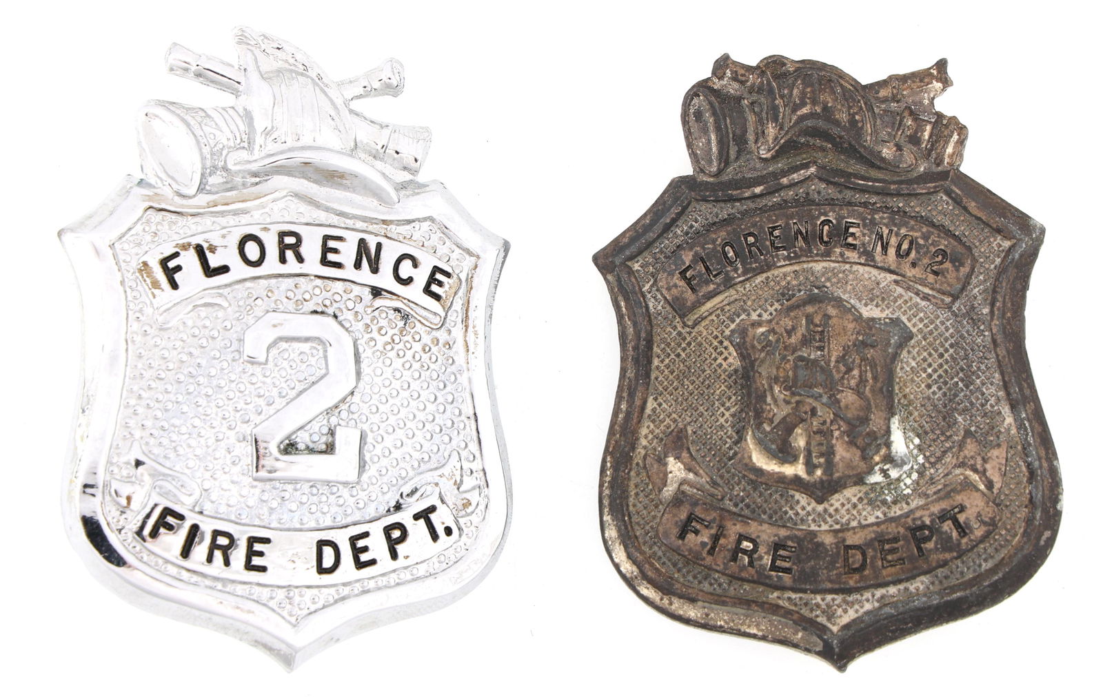 FLORENCE NEW JERSEY FIRE DEPARTMENT BADGES LOT OF TWO (1 of 2)