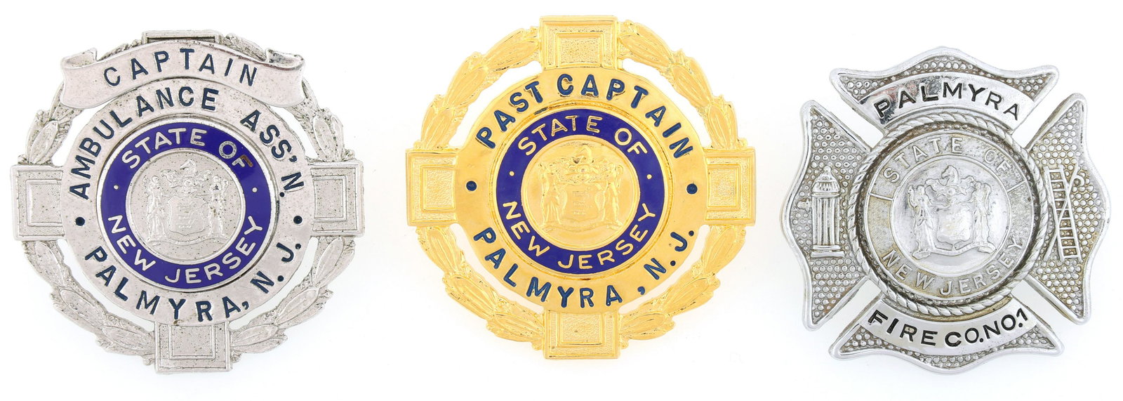 PALMYRA NEW JERSEY FIRE AND EMERGENCY BADGES LOT OF 3 (1 of 2)