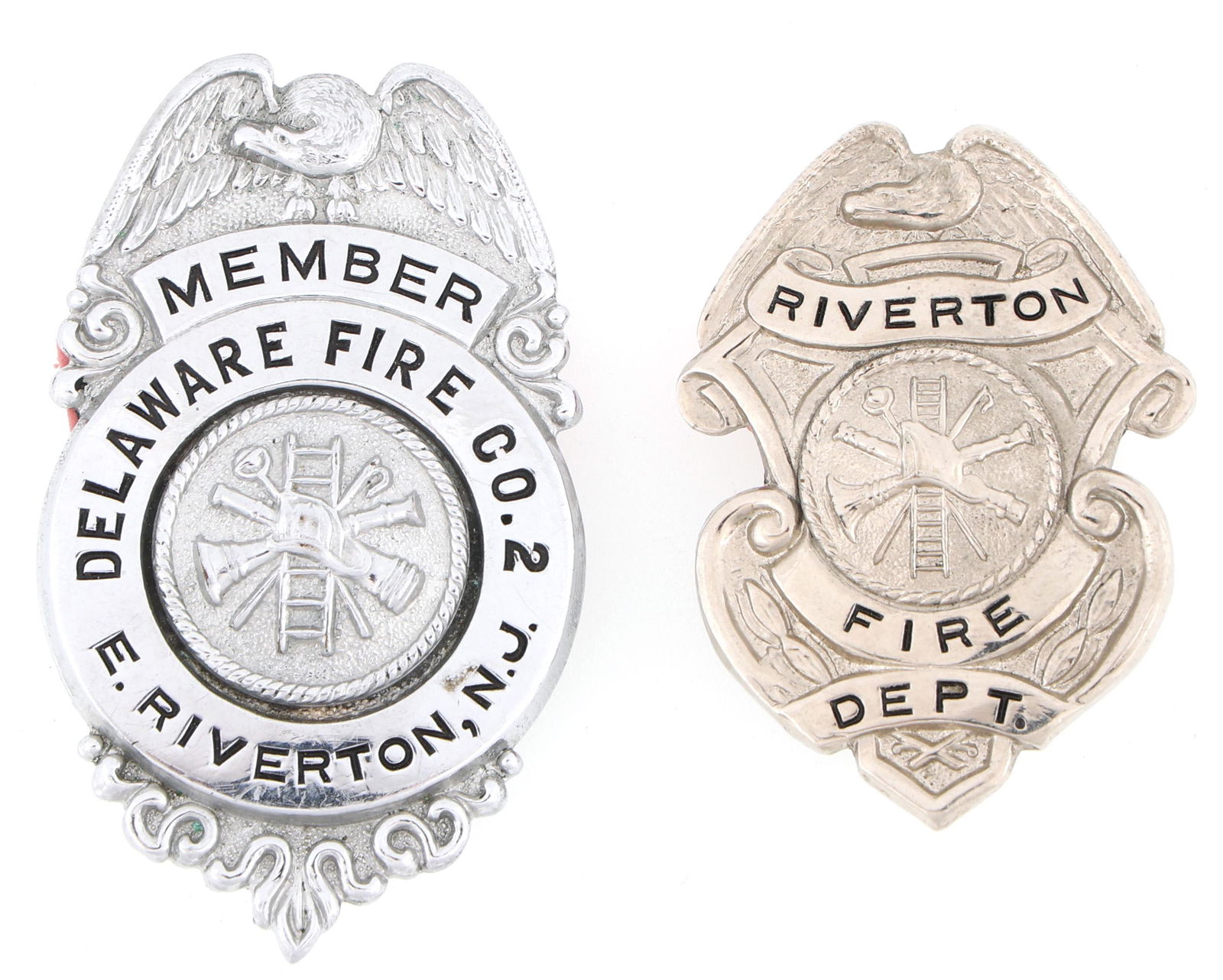 RIVERTON NEW JERSEY FIRE BADGES LOT OF TWO (1 of 2)