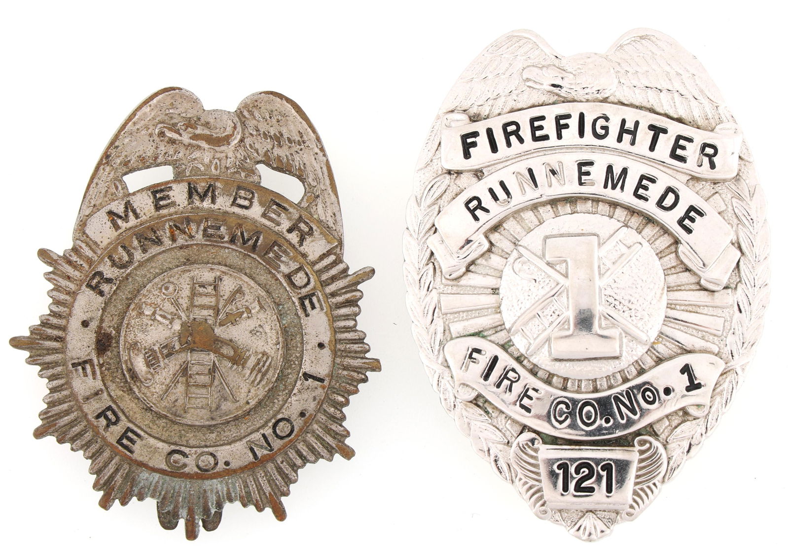RUNNEMEDE NEW JERSEY FIRE BADGES LOT OF TWO (1 of 2)