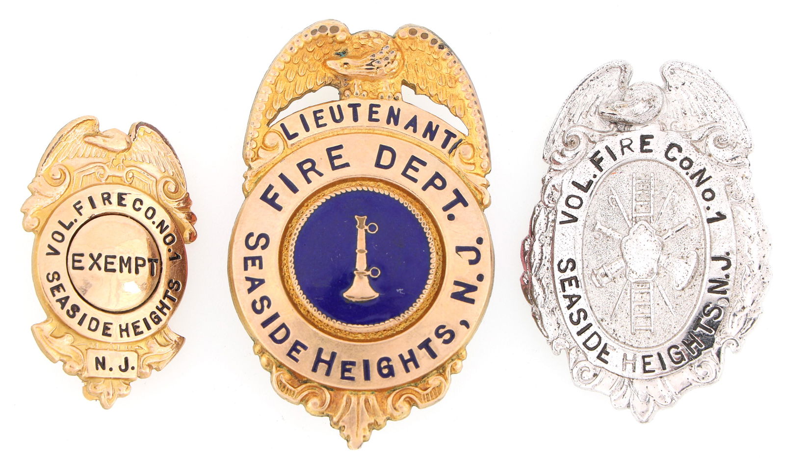 SEASIDE HEIGHTS NEW JERSEY FIRE BADGES LOT OF THREE (1 of 2)