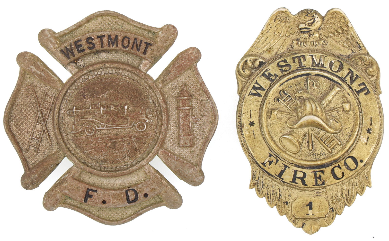 WESTMONT FIRE BADGES LOT OF TWO (1 of 2)
