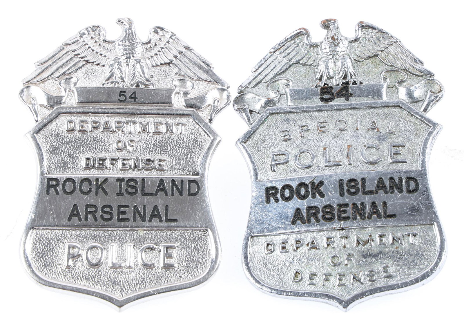 D.O.D. ROCK ISLAND ARSENAL POLICE BADGES LOT OF TWO (1 of 2)