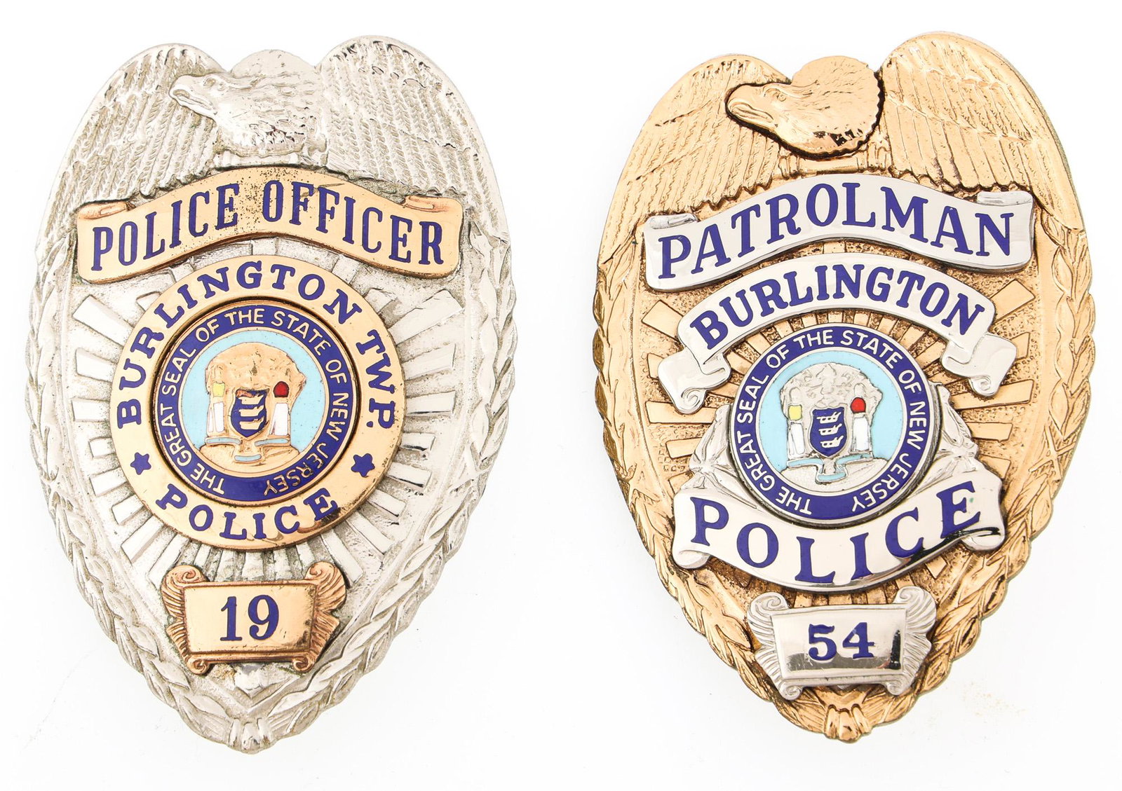 BURLINGTON NEW JERSEY POLICE BADGES LOT OF TWO (1 of 2)